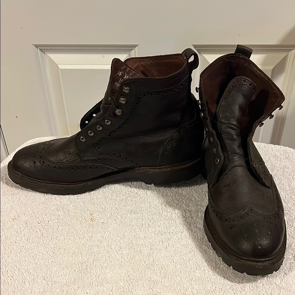 Allen Edmonds Men’s Brown Handmade Leather Long Branch Boots (12.5 EE)